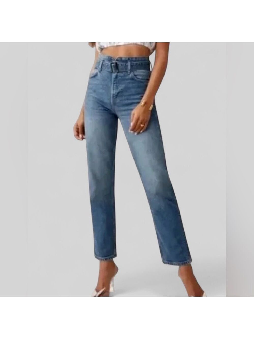 Reformation Cynthia Belted High Rise Straight Jeans size 26 NWT - Picture 5 of 13